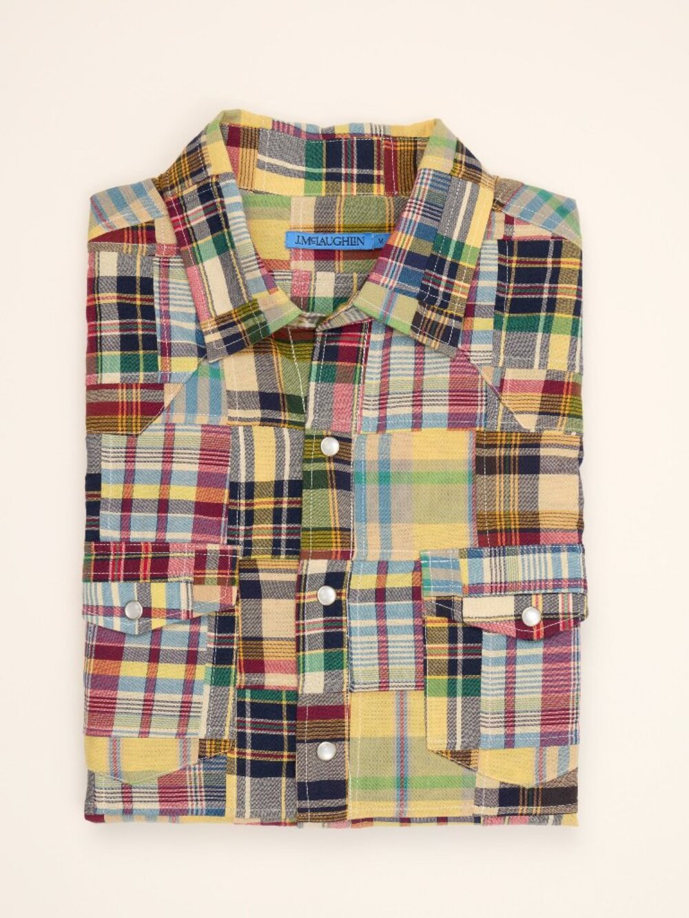J McLaughlin Ace High Woven Shirt in Patchwork NEW